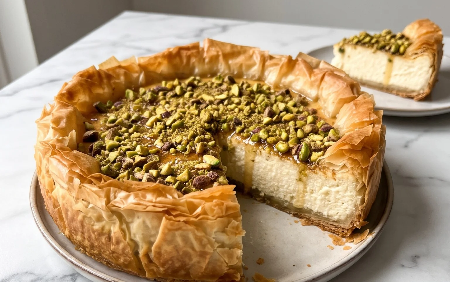 Honing Pistache Baklava Cheesecake Recept